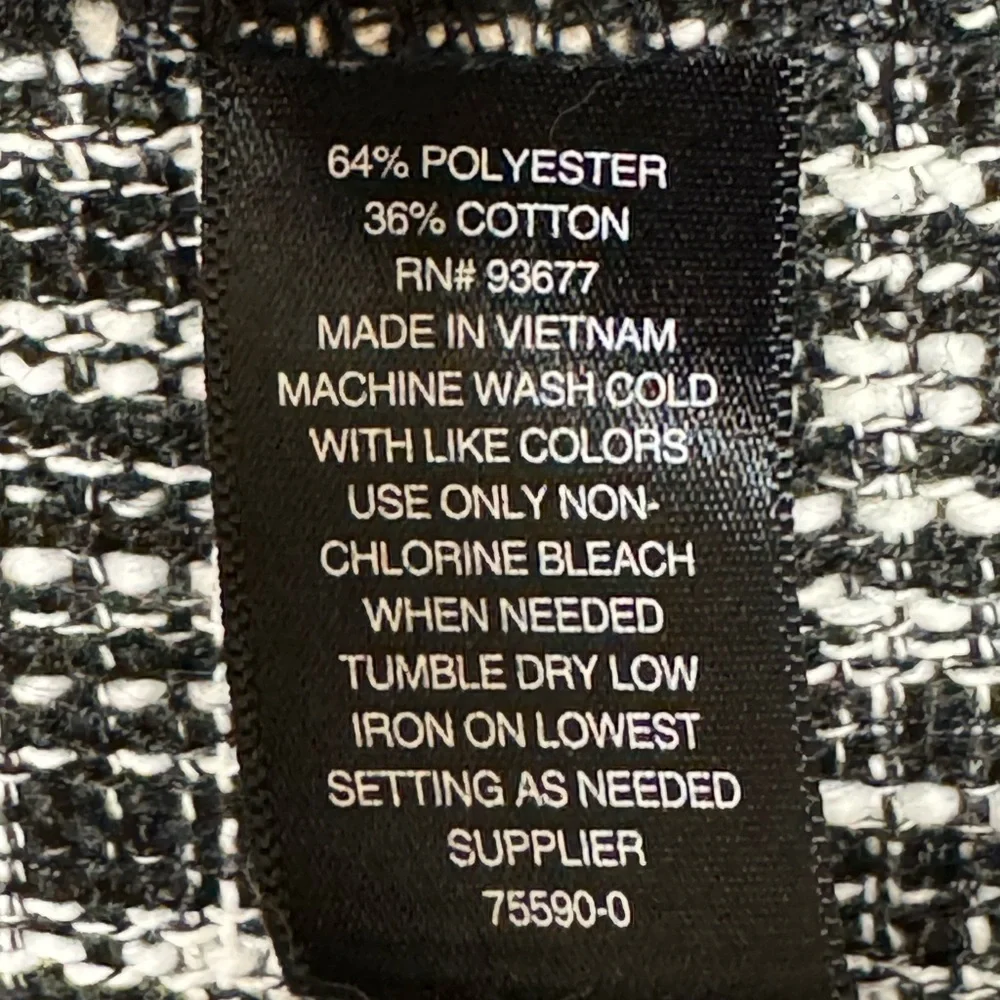 Worthington Tweed Blazer Jacket Womens Size Small NWT Ruffled Black White Career